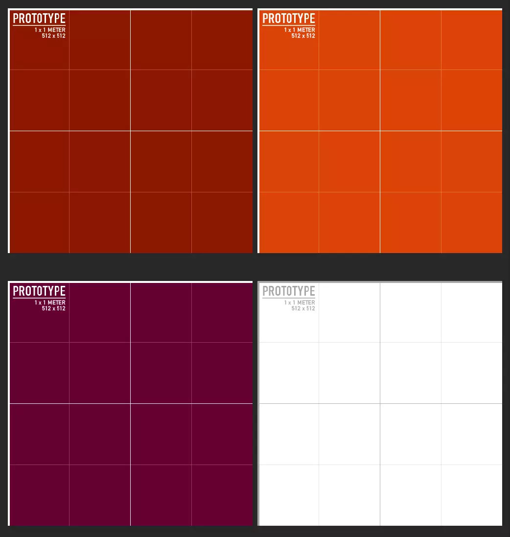 एकता में सामग्री प्रोटोटाइप प्रीसेट।