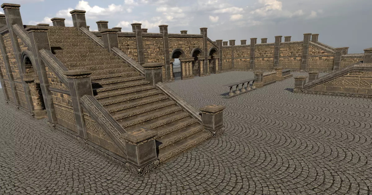 यूनिटी एसेट स्टोर से मॉड्यूलर कोर्टयार्ड पैकेज।